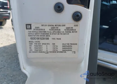 2005 Chevrolet Silverado C1500 from USA, damaged, VIN 1GCEC19X15Z261398